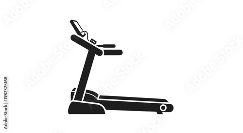 Treadmill exercise machine silhouette isolated on white background for fitness