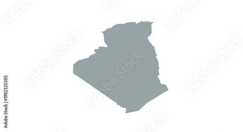 A grayscale silhouette depicts the geographic outline of the north african country algeria high quality professional