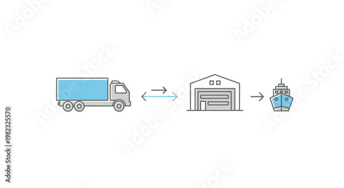 Warehouse with forklift loading packages illustration against white background