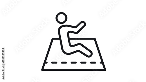 Minimalist Black Line Vector Icon Illustration of a Person Performing Core Exercises or Sit-ups on a Fitness Mat, Ideal for Health, Wellness, Gym, and Workout Related Graphic Design Projects