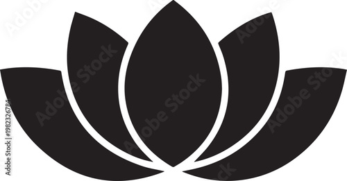 Lotus flower icon vector illustration representing purity zen meditation and buddhism spirituality symbol for yoga studio design elements