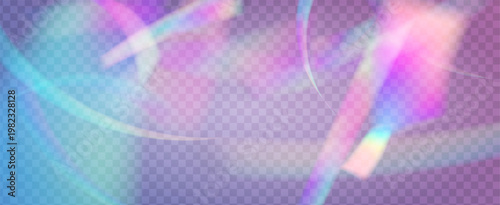 Iridescent Prism Background. Rainbow Light Leak Effect.  Bokeh Aura And Abstract Shine With Diamond Rays And Lens Refraction. Iridescent Crystal Prism Background With Light.
