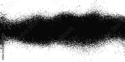 Abstract horizontal spray fade grunge texture with airbrush dust particle noise distressed overlay high contrast isolated white background flat vector illustration