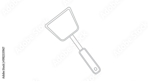 Minimalist outline illustration of a kitchen spatula utensil.