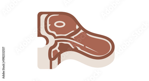 Isometric illustration of a raw beef steak cut.