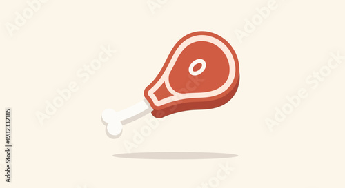 Cartoon vector illustration of a raw steak meat chop with bone.