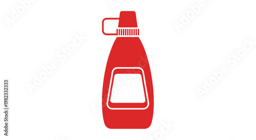 Red plastic ketchup squeeze bottle icon isolated on white background.