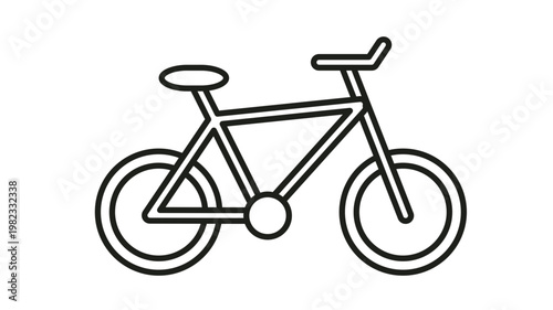 Black outline bicycle icon vector illustration. Minimalist bike symbol for transportation, cycling sports, and healthy lifestyle. Clean scalable graphic design element for web and print.