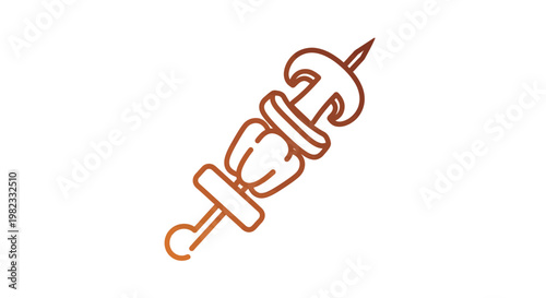 Vegetable Skewer Outline Icon Vector Illustration.