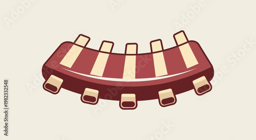 Illustration of a rack of cooked barbecue pork ribs.