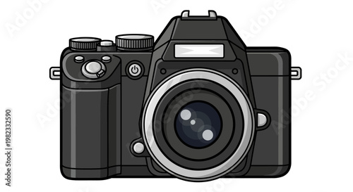 Professional camera illustration with modern design isolated on white