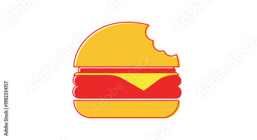 Minimalist vector illustration of a bitten cheeseburger icon.