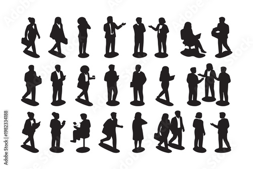  Vector People Set Featuring Walking and Sitting Figures for Architectural Diagrams

