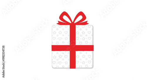 Gift box vector illustration with red bow and ribbon isolated on white