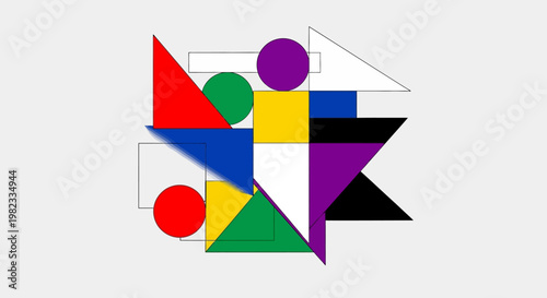 Abstract geometric shapes composition with vivid colors and creative design