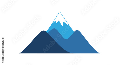 Minimalist mountain range icon with snowy peak illustration.