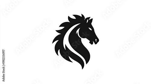 Stylized silhouette design depicting the head and neck of a powerful equine figure.