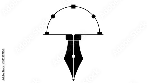 Vector illustration of a fountain pen nib with a curved line