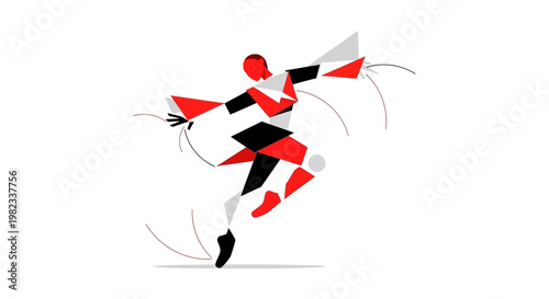 Abstract geometric stylized illustration of a dynamic dancing figure.