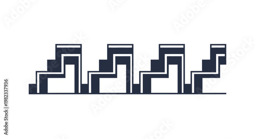 Abstract Geometric Step Pattern Seamless Border Design.