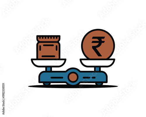 Scales balance currency and commodity.