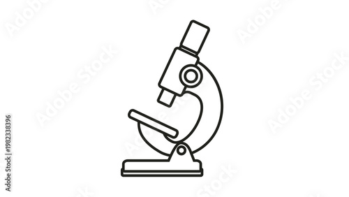 Photos Minimalist black line art vector icon of a scientific microscope, perfect for laboratory research, medical diagnostics, biology education, and technology symbols, isolated illustration