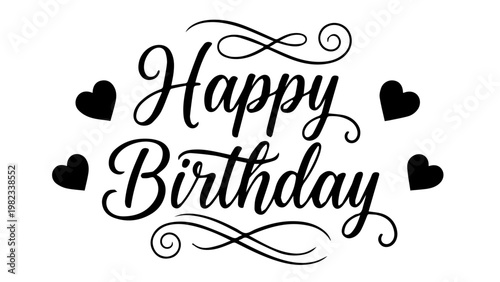 Happy birthday message with hearts