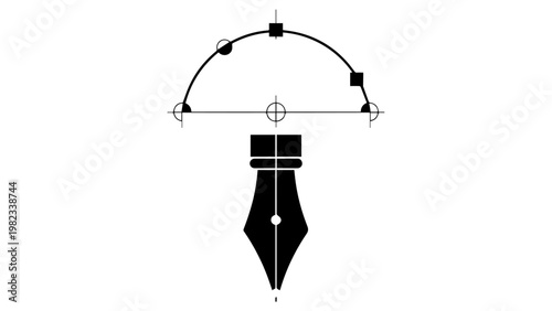 Vector illustration of a fountain pen nib with a compass