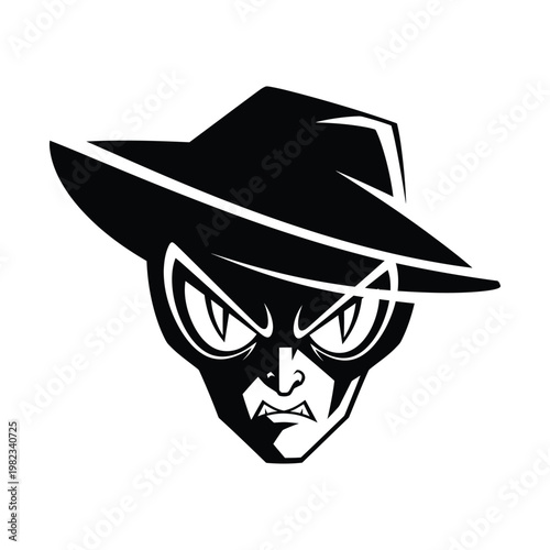 Cartoon illustration of man wearing a hat with an angry face