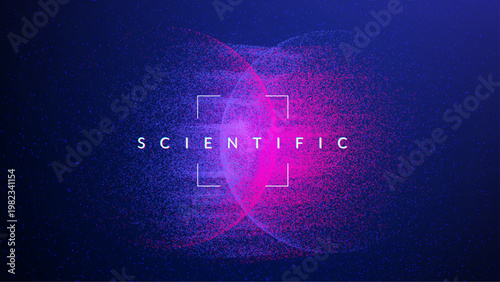 Scientific Research Background. Blue Tech Cosmos Bg. Space Network. Chemistry Background With Pharmaceutical Element And Light. Abstract Data Science Pattern With Dots.