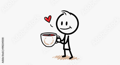 stick figure enjoying a cup of coffee.