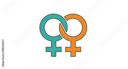 Two Intertwined Female Gender Symbols Representing Lesbian Love and Equality.