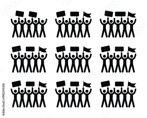 Protesters silhouette show public unrest.