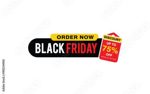 Black friday sale banner order now and save up to 75 off