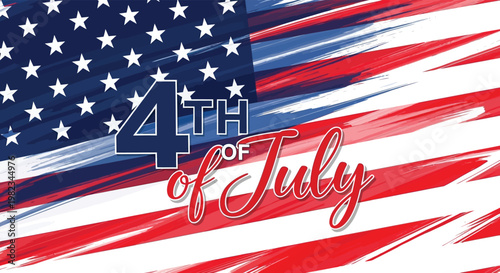 Festive fourth of july celebration american flag background with bold text overlay