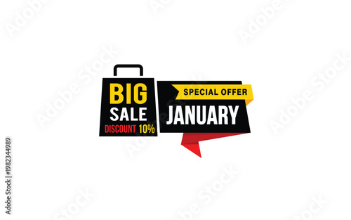 Colorful sale banner with 'big sale' and 'january' text promotional offer