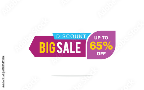 Vibrant discount banner big sale up to 65 off promotion