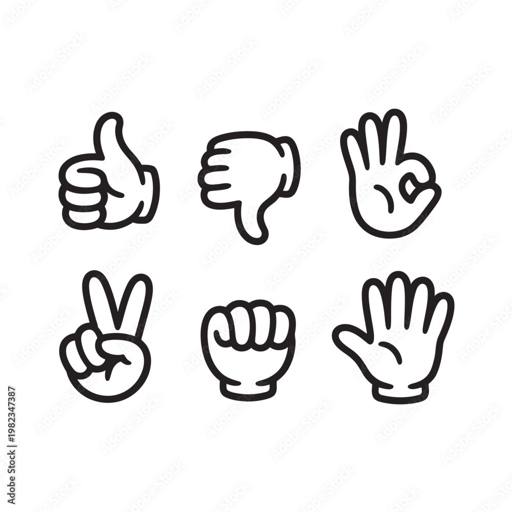 Fototapeta premium Hand gestures collection icons set vector illustration.