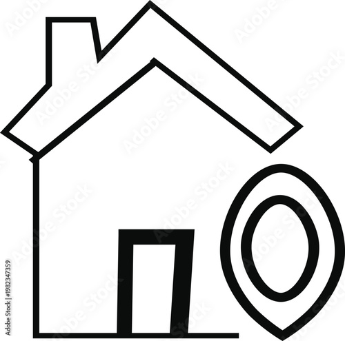 A 3d vector illustration of a residential house icon and real estate symbol featuring a red roof and window on a white background for web design and property business signs
