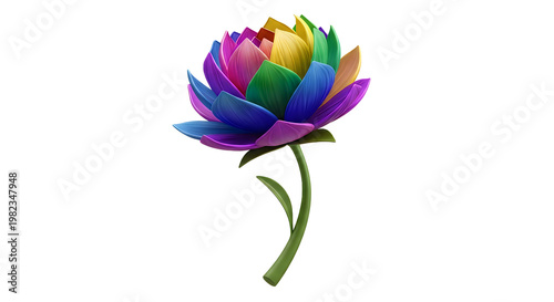 3D Rendered Colorful Flower Model