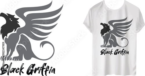 Griffin mascot graphic for custom apparel brand design vector