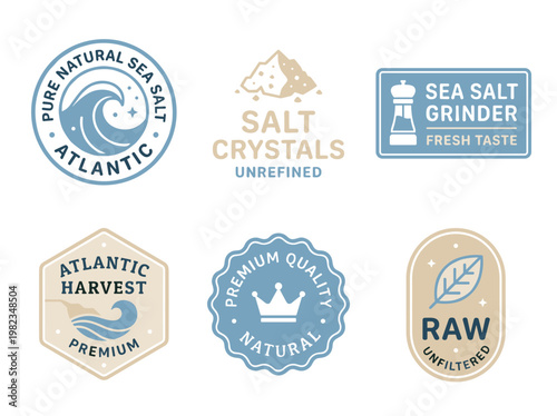 Atlantic sea emblem for product packaging, maritime seal design for organic seafood and oceanic goods