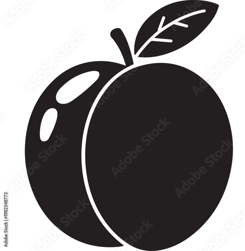 Apple Silhouette Isolated on White, Healthy Food and Nutrition Icon
