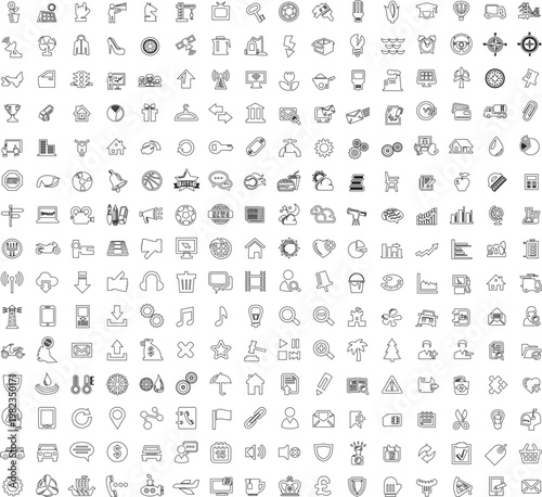 Photos Collection of 256 black and white web icons graphic design