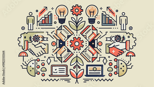 Intricate embroidery design featuring various symbolic patterns and motifs