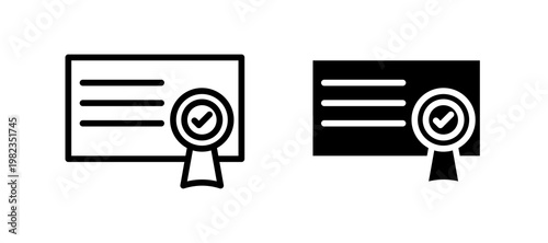 Qualification icon in black color for website or app.
