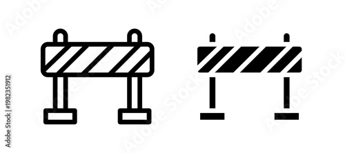 Roadblock icon in black color for website or app.