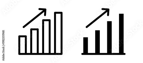 Sales growth icon in black color for website or app.