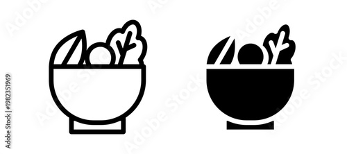 Salad icon in black color for website or app.