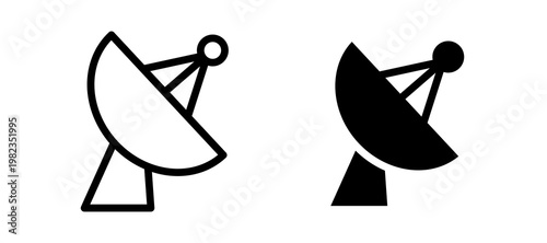 Satellite dish icon in black color for website or app.